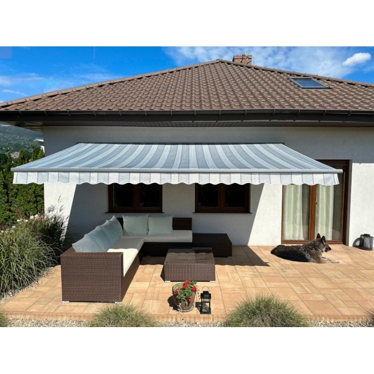 Markiza elektryczna 200x150 Szare Pasy STD