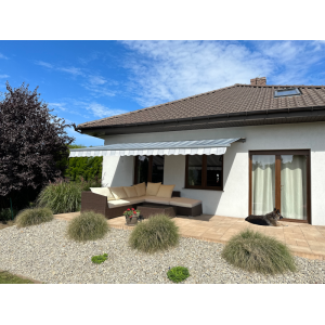 Markiza elektryczna 200x150 Szare Pasy STD