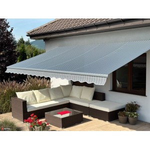 Markiza elektryczna 450x300 Szare Paski STD