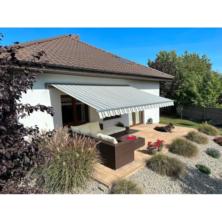 Markiza tarasowa ANTRACYT 250x200 Beż-Zielona PREM
