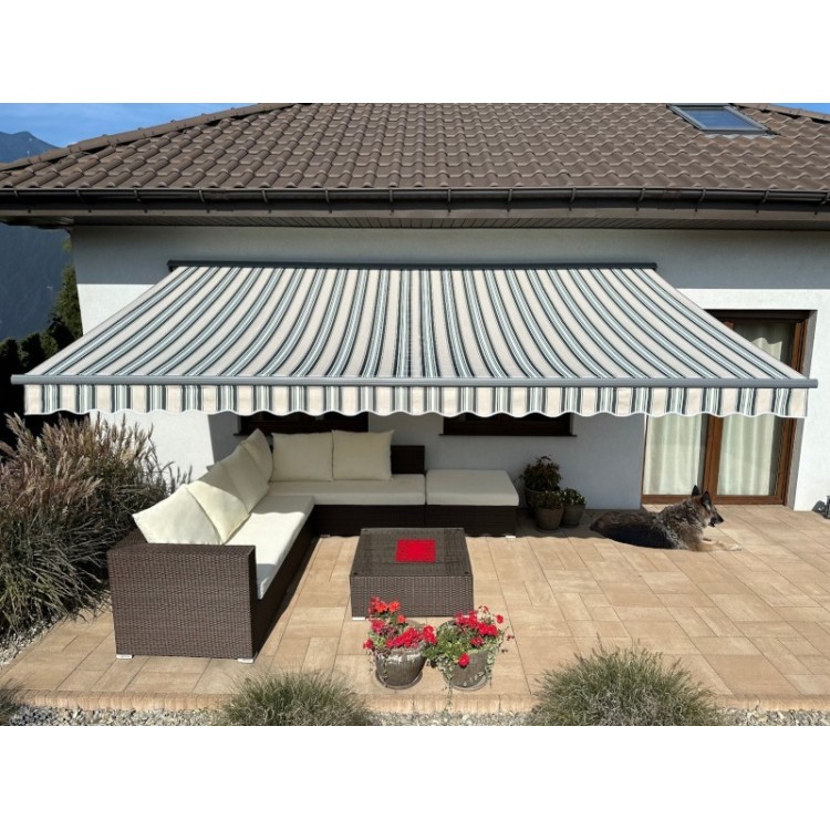 Markiza tarasowa ANTRACYT 250x200 Beż-Zielona PREM