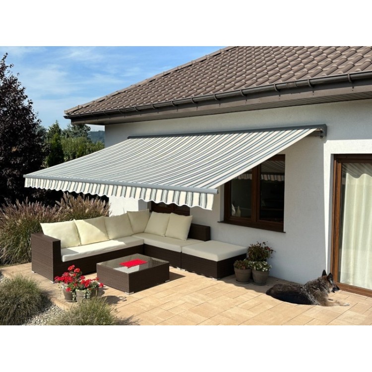 Markiza tarasowa ANTRACYT 250x200 Beż-Zielona PREM