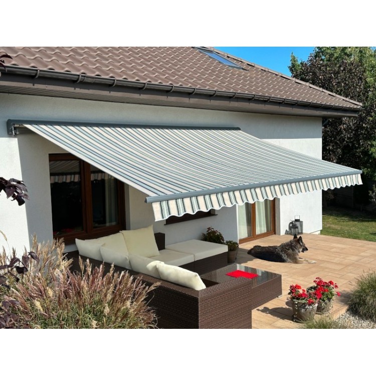 Markiza tarasowa ANTRACYT 250x200 Beż-Zielona PREM