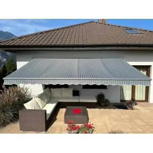 Markiza tarasowa ANTRACYT 250x200 Szare Paski STD