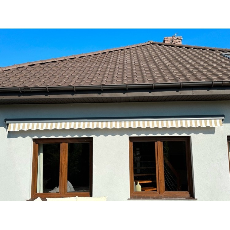 Markiza elektryczna 250x200 Beż-Biała PREM