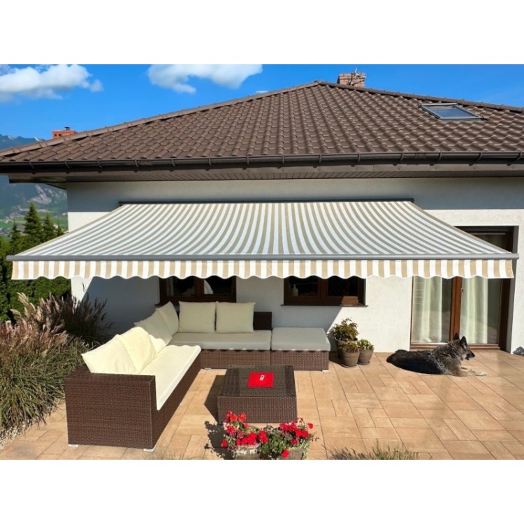 Markiza elektryczna 250x200 Beż-Biała PREM