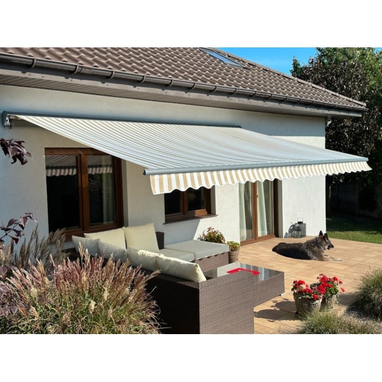 Markiza elektryczna 250x200 Beż-Biała PREM