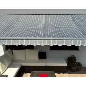 Markiza tarasowa ANTRACYT 250x200 Szare Paski STD